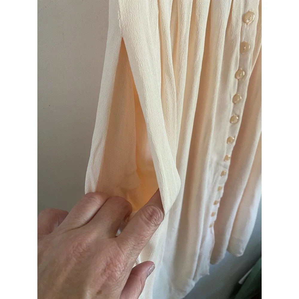 Leger Petite Vintage Peach Rayon Button Front Pleated Midi Skirt Pockets 8P
